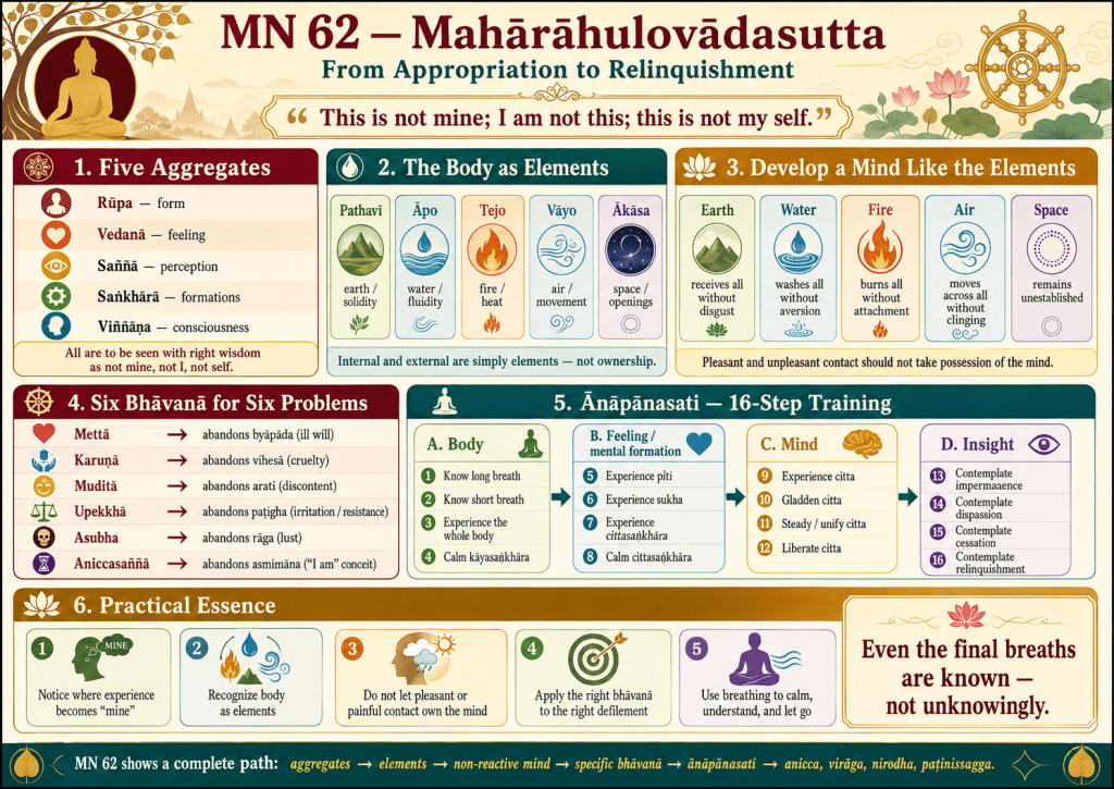 Visual summary for MN 62 Maharahulovadasutta