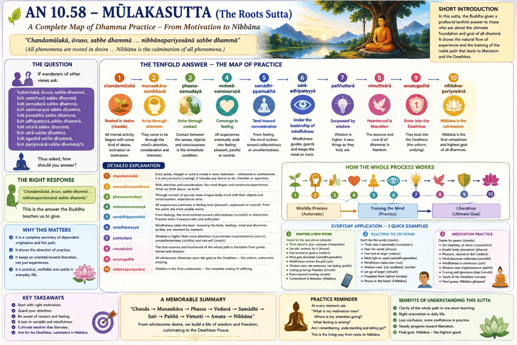 Visual summary for AN 10.58 — Mūlakasutta