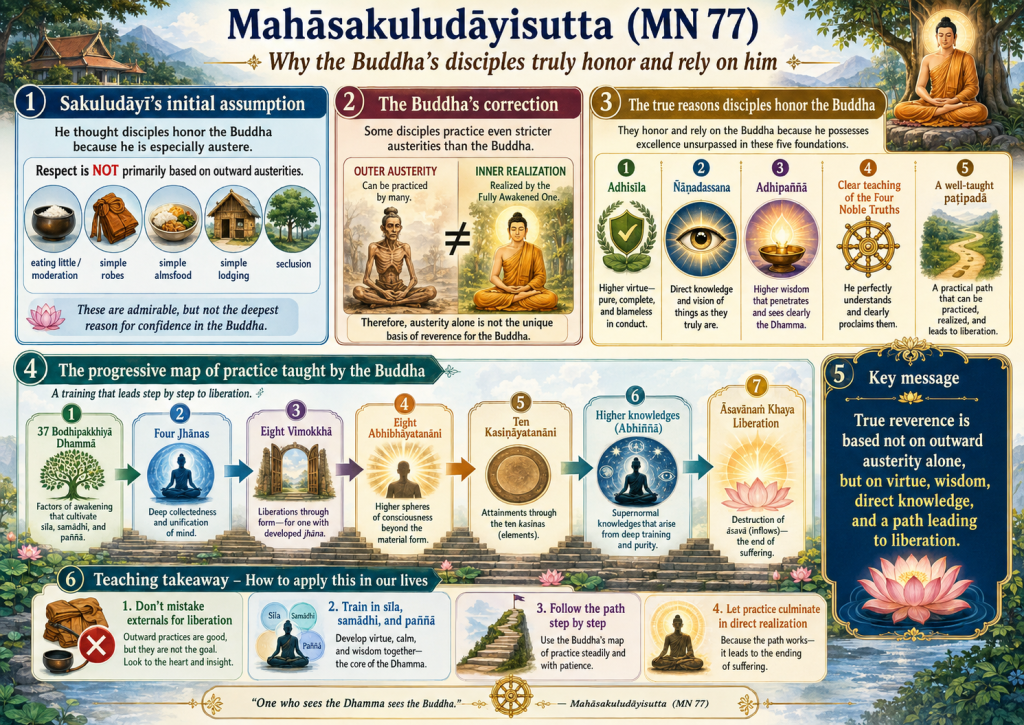 Visual summary for MN 77 — Mahāsakuludāyisutta