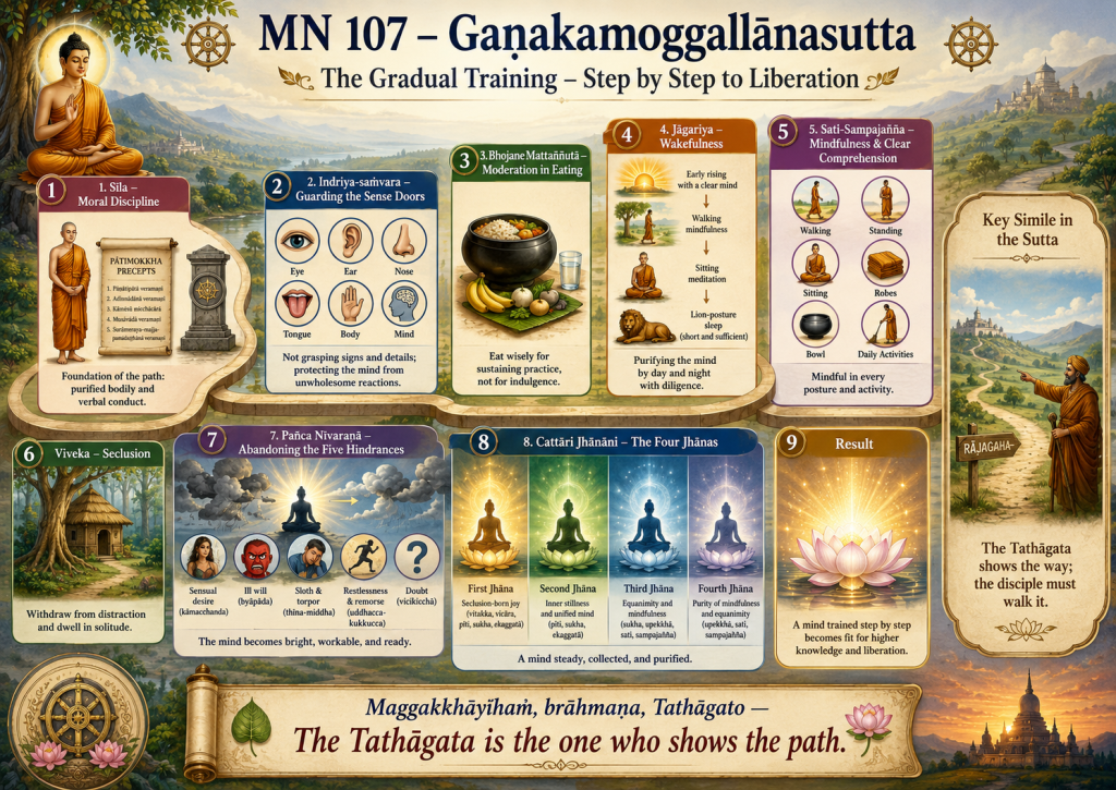 Visual summary for MN 107 — Gaṇakamoggallānasutta