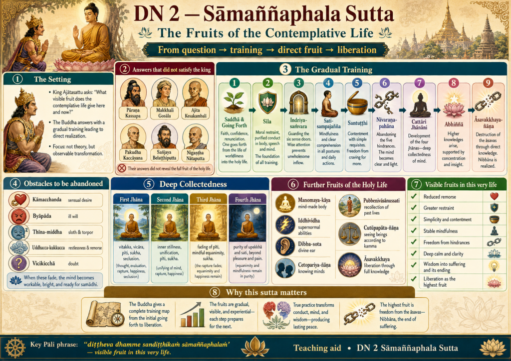 Visual summary for DN 2 — Sāmaññaphalasutta